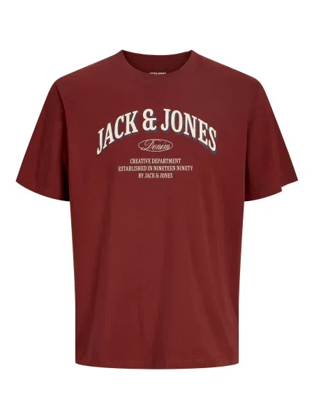 JACK & JONES Tricou JJEDENVER albastru fumuriu / roșu bordeaux / lână alb