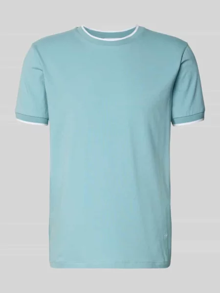 T-shirt z okrągłym dekoltem i paskami w kontrastowym kolorze Manuel Ritz