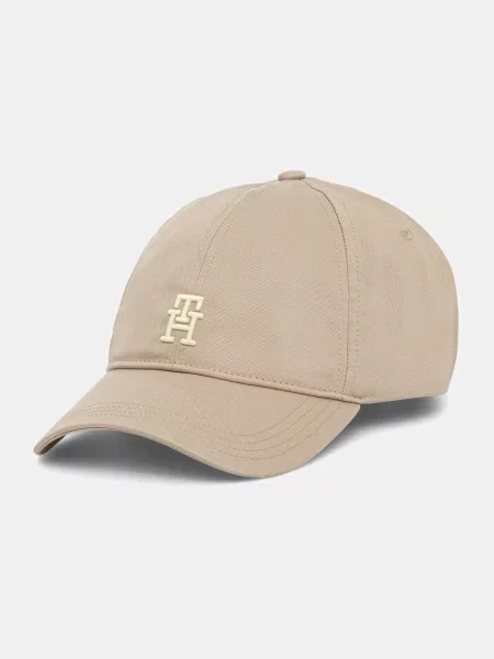 Шапка с козирка Tommy Hilfiger с апликация бежово