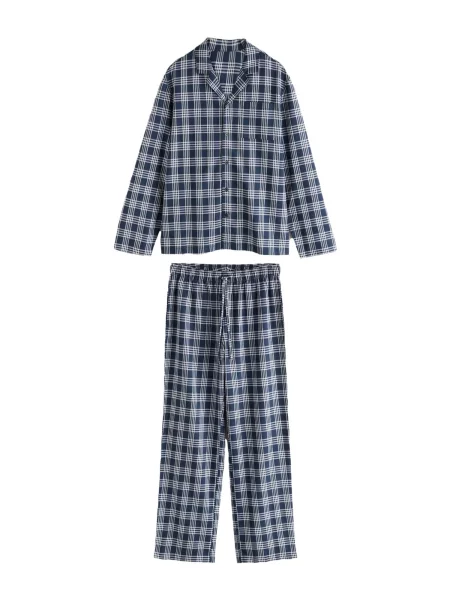 Next Pijama lungă bleumarin alb
