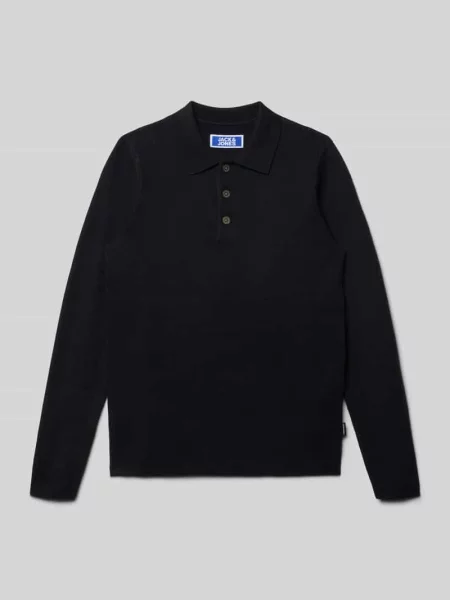 Koszulka polo o kroju regular fit z efektem dzianiny model ‘Bradfort’ Jack & Jones czarna