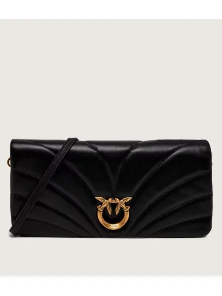 Pinko De piele geantă poștaș/poșetă plic Click Horizontal Classic negru