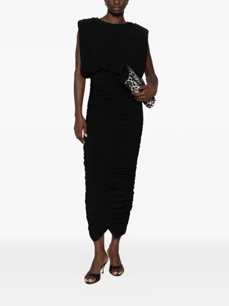 Rochie midi Aje fără mâneci cu volane negru