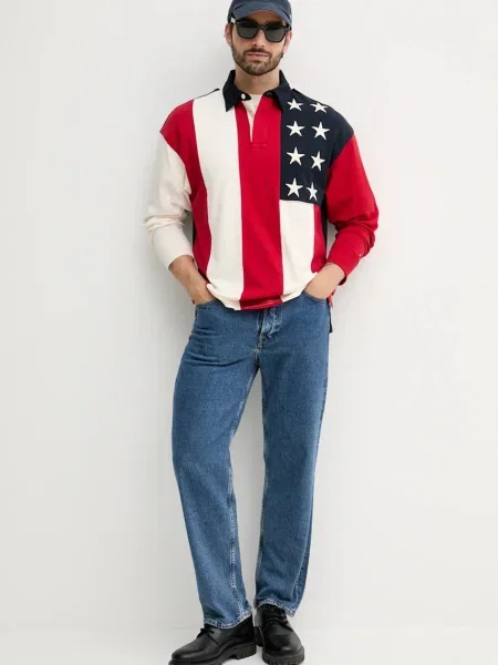 Tommy Hilfiger Bombažen pulover modra