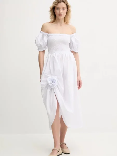 The Sleeper rochie din mini evazati alb