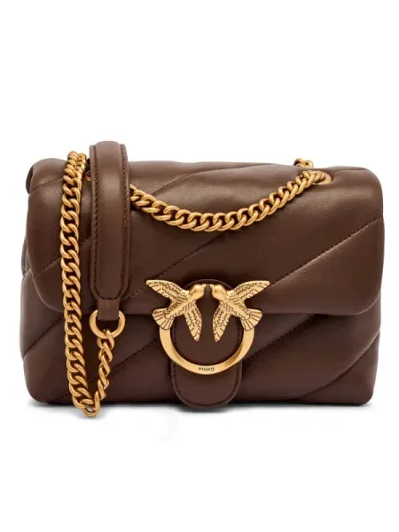 Pinko De piele geantă pe umăr LOVE PUFF MINI maro