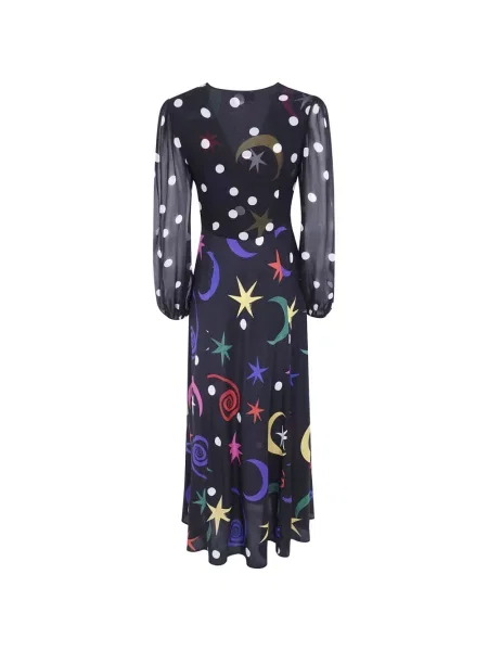 Rochie midi Rixo de mătase cu imagine negru