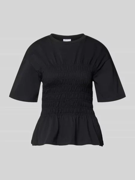 T-shirt z marszczonymi detalami i okrągłym dekoltem Jake*s Casual czarna