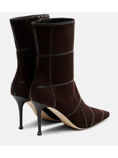Čevlji do gležnjev Manolo Blahnik iz semiša rjava