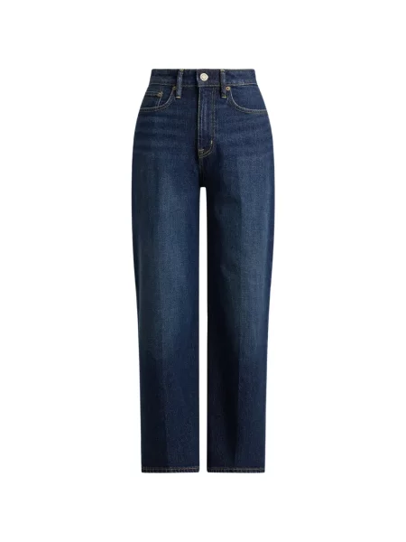 Blugi drepți Lauren Ralph Lauren cu talie înaltă albastru