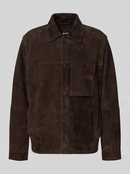 Hugo Kurtki Mężczyzna M Skóra C-Molot Jacket Boss brązowy
