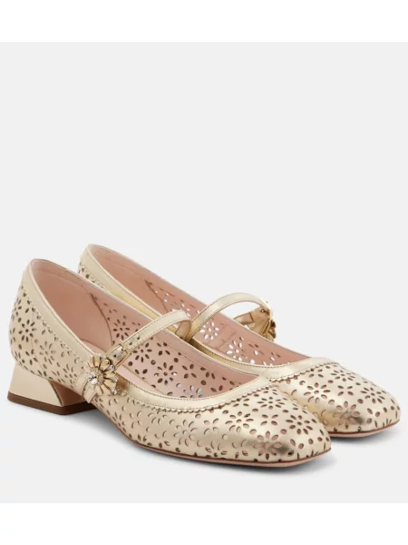 Pantofi cu toc Roger Vivier din piele auriu