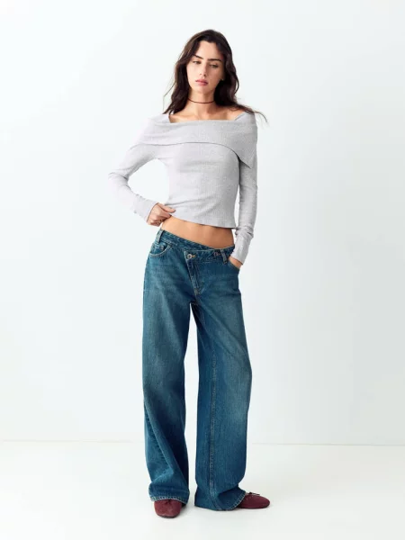 Sweter z wywijanym golfem jasnoszary Teen XS MANGO TEEN