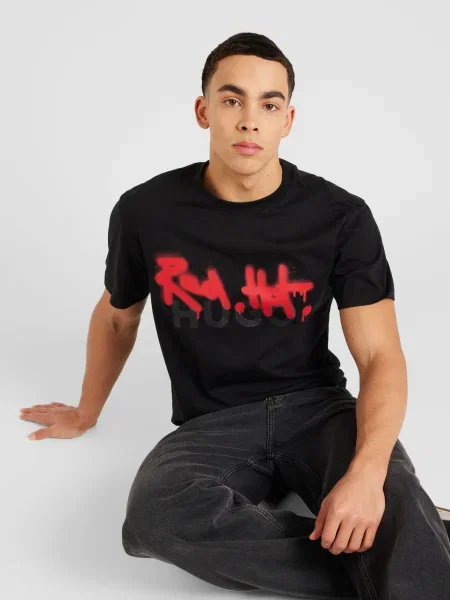 HUGO Red Tricou Dinricko roșu negru