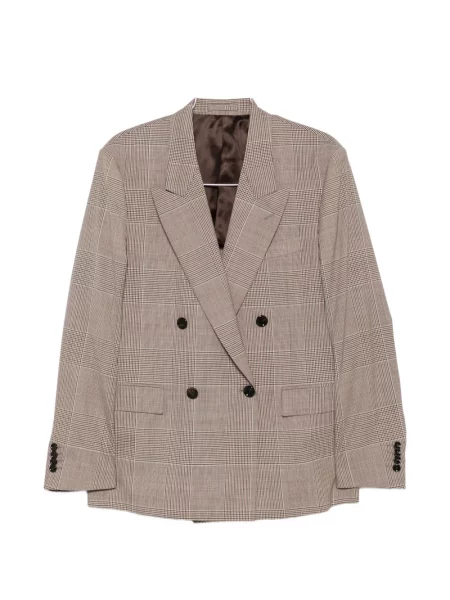 Sacou Lardini în carouri cu două rânduri de nasturi maro