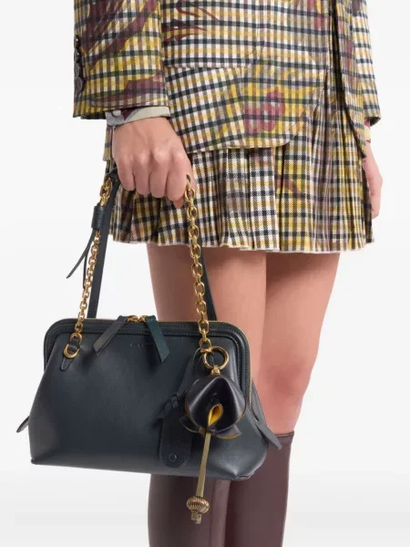 Pandantiv Etro din piele cu model floral negru