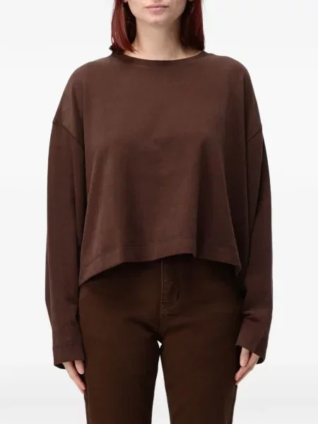 Hanorac crewneck Eleh cu decolteu rotund maro