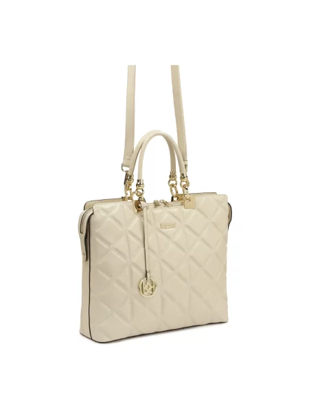 Torebka Kazar skórzana biznesowa pikowana beżowa