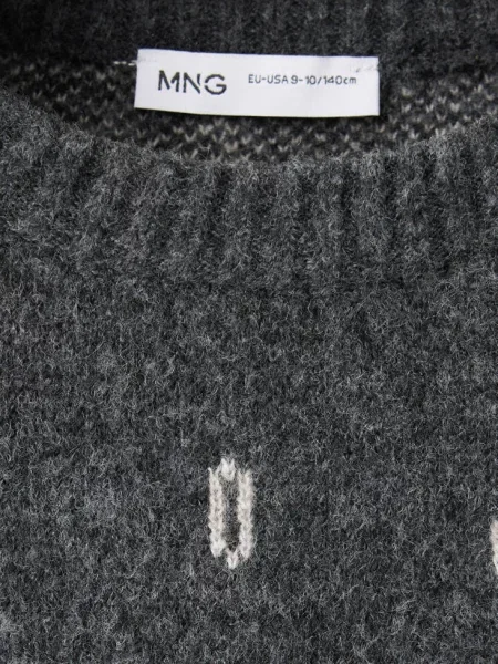 Sweter z żakardowej dzianiny antracytowy Dzieci lata MANGO KIDS