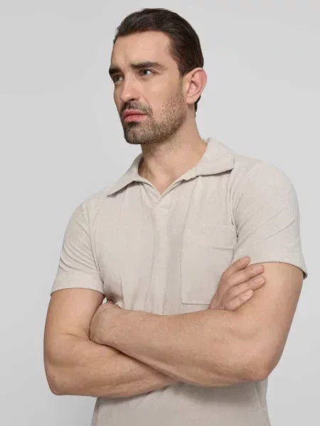 Koszulka polo o kroju relaxed fit z dekoltem w serek Lindbergh