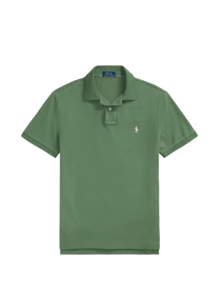 Вълнена поло тениска Polo Ralph Lauren с връзки с принт синьо