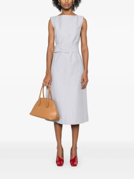 Rochie midi Thom Browne cu dungi până la genunchi de costum gri