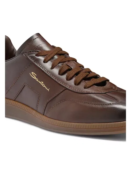 Sneakersy Santoni skórzane brązowe