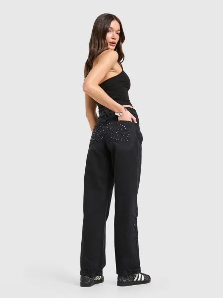 Hoodrich Spodnie Luz Wide Leg Jeans niebieskie