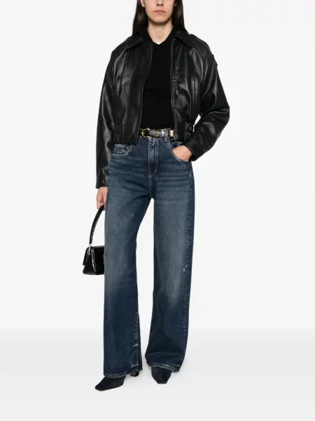 Široké džíny Icon Denim s oděrkami modré