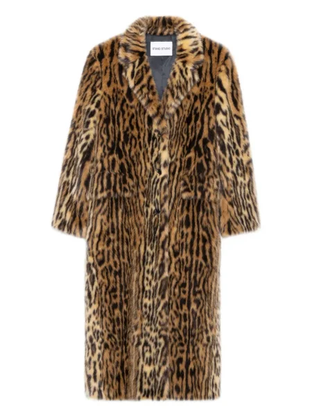 Palton de blană Stand Studio cu imagine cu imprimeu animal print maro
