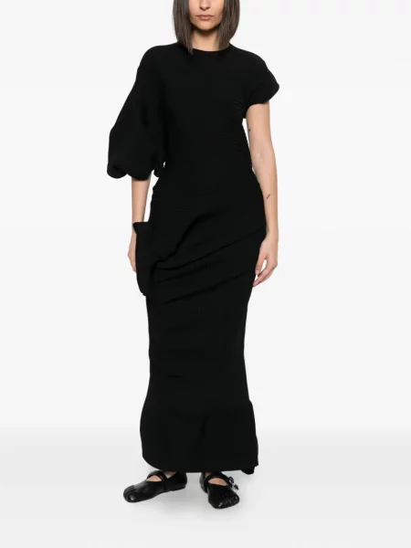 Rochie maxi Issey Miyake asimetrică negru