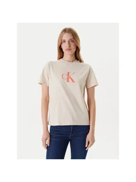 Calvin Klein Jeans majica za žene od pamuka bež