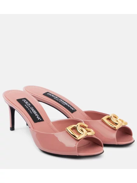 Usnjene lakirane mules Dolce&gabbana roza