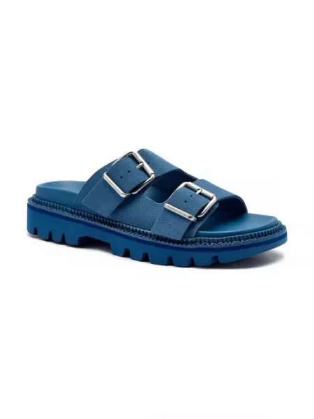 Tommy Jeans Bőr papucs kék
