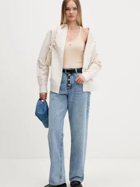 Tommy Jeans cămașă pentru femei cu in bej