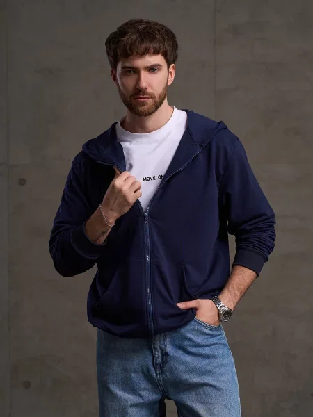 Худі ISSA Plus темно-синій комбінований верх синє