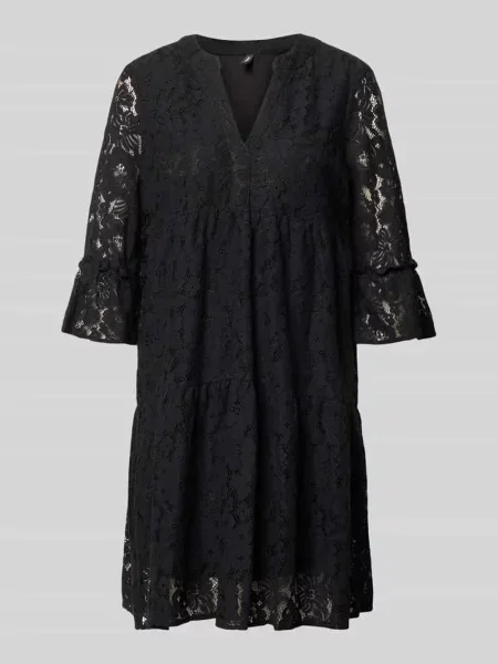 Sukienka z koronki o kroju loose fit z mieszanka bawełny model HONEY' Vero Moda czarna