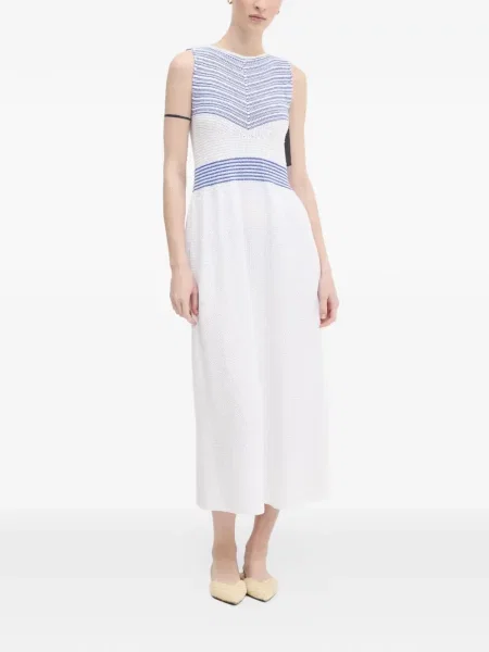 Rochie midi Benetton fără mâneci tricotate alb