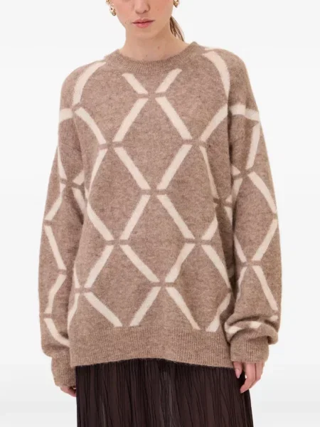 Pulover Ottod’ame cu imprimeu geometric maro