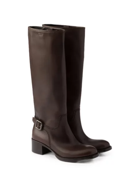 Botine Prada din piele maro