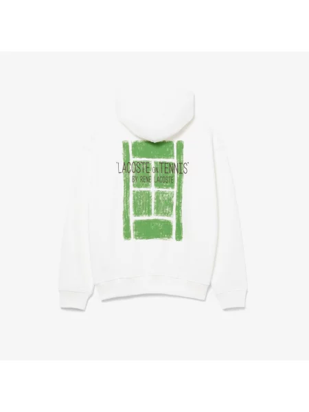 Lacoste Polarowa Bluza Z Kapturem Z Wieloma Nadrukami biały