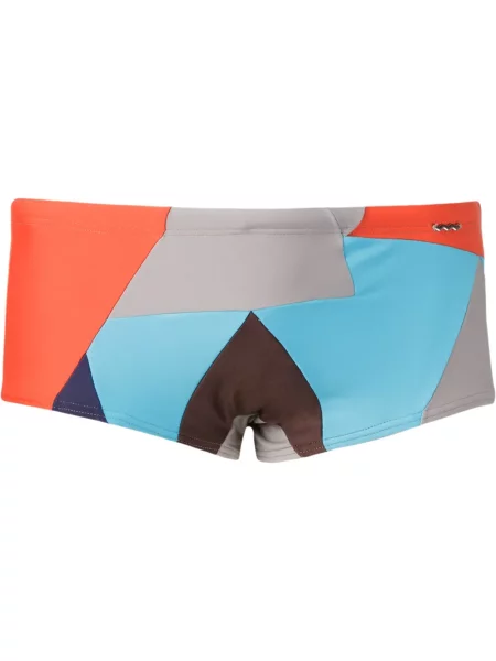 Slip de baie Amir Slama cu imagine cu imprimeu geometric albastru