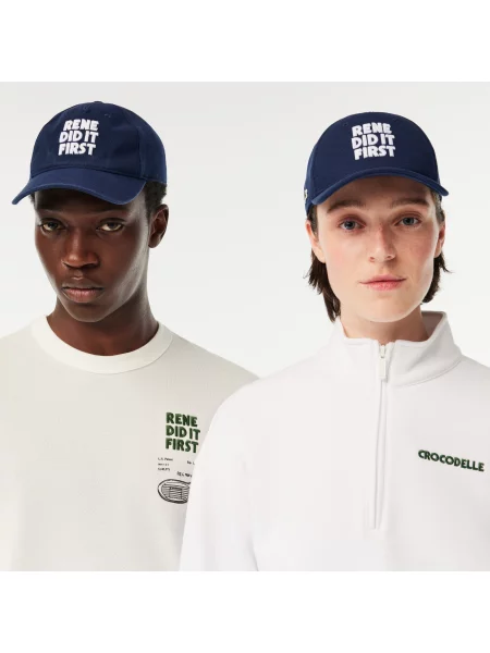 Lacoste Czapka Z Daszkiem 3D Z Haftowanej Piki Bawełnianej granatowa