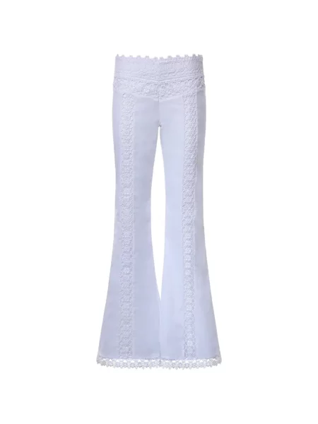 Pantaloni Charo Ruiz Ibiza din dantelă evazate alb