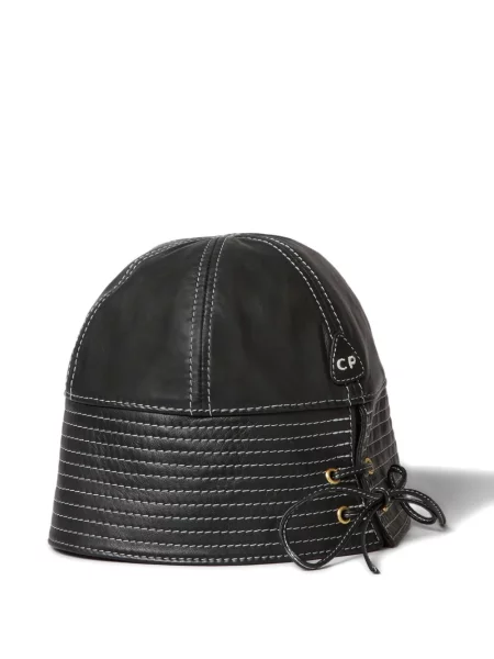 Kožni bucket šešir Claudie Pierlot s vezicama crna