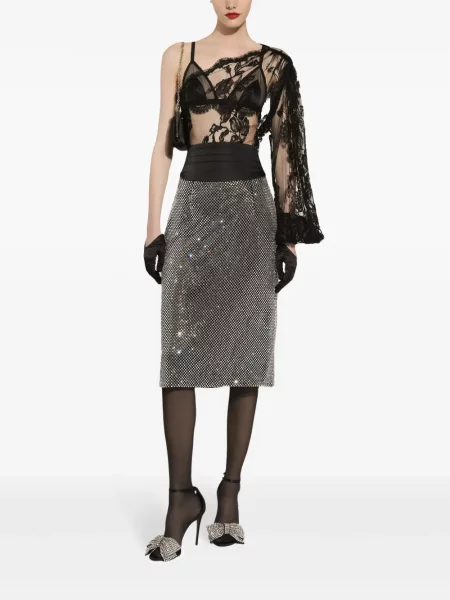 Spódnica Dolce And Gabbana z kryształkami srebrna