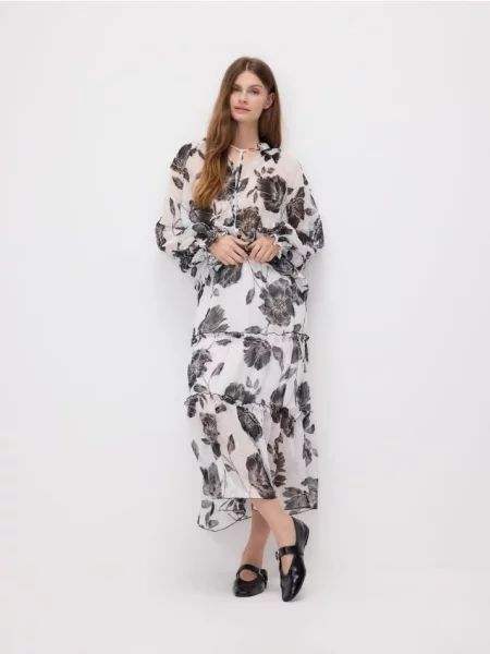 Reserved Fustă maxi cu model negru