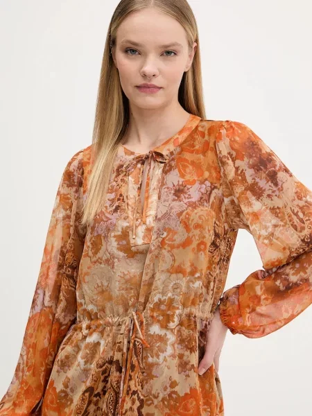 Платье мини Desigual клеш оранжевое