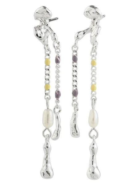 Pilgrim Uhani Reggie rumena / srebrna / biserno bela