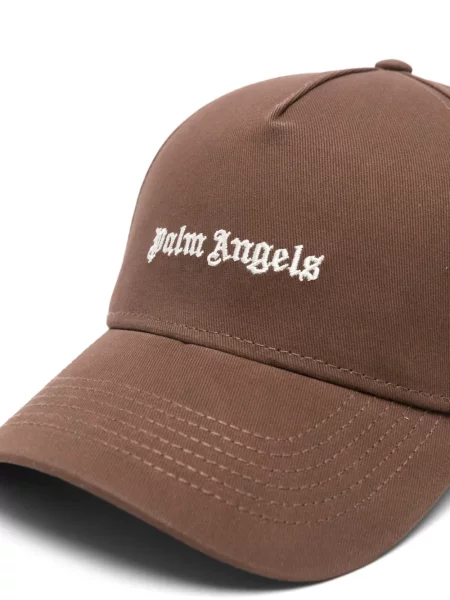 Siuvinėtas kepurė su snapeliu Palm Angels ruda